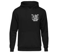 Sons of Ragnar Lieber EIN Wolfs Odins Kapuzenpullover | Wikinger Hoodie mit Wolf und Odin - Nordische Mythologie Pullover für Männer - Wikinger Motiv Kleidung Szene | M3 Schwarz FB (3XL)