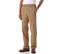 Soojun Herren Baumwolle Relaxed Fit Full Elastic Waist Twill-Hose - Braun - 34W / 30L