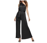 SoonerQuicker Jumpsuit Damen One Shoulder Jumpsuit Damen Zum Binden Overall Damen Weites Bein Jumpsuit Damen Abendmode Overall Damen Festlich Hochzeitsgast Jumpsuit Damen Elegant für Hochzeit