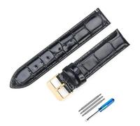 sooponu Leder Uhrenarmband für DW Strap Damen Herren Uhrenarmbänder für Daniel Wellington(Black(ZJ)-Golden-K1,22mm)
