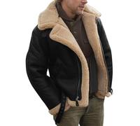 SOOUICKER Bomberjacke Herren Winter Gefüttert Lederjacke Fell Warme Winterjacke Vintage Fliegerjacke Lammfell Fleecejacke Outdoor Übergangsjacke Fleece Elegant