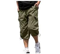 SOOUICKER Cargo Shorts Herren 3/4 Baggy Cargo Shorts mit Reißverschluss Herren Bermuda Shorts Herren Overknee Kurze Hosen Herren mit Seitentaschen Vielen Taschen Kurze Hosen Herren Cargo 3/4