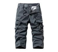 SOOUICKER Cargo Shorts Herren 3/4 Viele Taschen Wanderhose Dreiviertel Outdoor Hosen für Herren Cargo 3/4 Hose Sommer Bermuda Shorts Stretch Arbeitshosen Männer Kurz