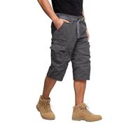 SOOUICKER Cargo Shorts Herren 3/4 Wanderhose Kurz Stretch Kurze Hosen Cargo Knielang Bermuda Shorts mit Reißverschluss Kurze Arbeitshose Viele Taschen Dreiviertel Hose Outdoor