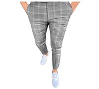 SOOUICKER Chino Hose Herren Slim Fit Kariert Anzughose Herren Kariert Grau Karierte Hose Herren Freizeit Chino Hose Herren Tapered Karierte Hose Herren Chino Chino Hose Herren Business Elegant