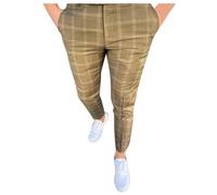 SOOUICKER Chino Hose Herren Stretch Kariert Golfhose Lang Anzughose Herren Slim Fit Muster Stoffhose Elegant Tapered Business Karierte Hose Chino Comfort Fit Freizeit