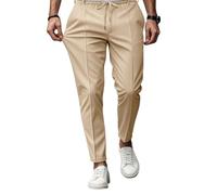 SOOUICKER Chino Hose Herren Stretch mit Gummibund Sommerhose Herren Leicht Tapered Fit Stoffhose Elegant Jogginghose Lang Slim Fit Freizeithose Sommer Chino Gummizug