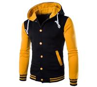 SOOUICKER College Jacke Herren mit Kapuze Sweatjacke Slim Fit Vintage Kapuzenjacke Sport Trainingsjacke Oldschool Sportjacke Leicht Baseball Jacke