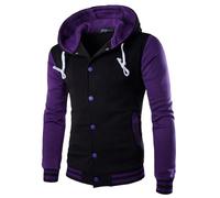 SOOUICKER College Jacke Herren mit Kapuze Sweatjacke Slim Fit Vintage Kapuzenjacke Sport Trainingsjacke Oldschool Sportjacke Leicht Baseball Jacke