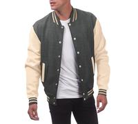 SOOUICKER College Jacke Herren Oversize Oldschool College Bomberjacke Vintage Sweatjacke Ohne Kapuze Zweifarbig Übergangsjacke Sportlich Bomberjacke Football Elegant
