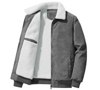 SOOUICKER Cordjacke Herren Gefüttert Lammfell Hemdjacke Winter Sherpa Jacke Herren Cord Fleecejacke Hemd Warm Bomberjacke Fell Elegant Winterjacke Vintage Ohne Kapuze Teddyfutter