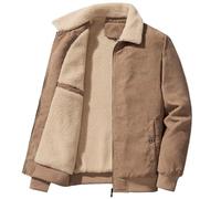 SOOUICKER Cordjacke Herren Gefüttert Lammfell Hemdjacke Winter Sherpa Jacke Herren Cord Fleecejacke Hemd Warm Bomberjacke Fell Elegant Winterjacke Vintage Ohne Kapuze Teddyfutter
