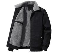 SOOUICKER Cordjacke Herren Gefüttert Lammfell Hemdjacke Winter Sherpa Jacke Herren Cord Fleecejacke Hemd Warm Bomberjacke Fell Elegant Winterjacke Vintage Ohne Kapuze Teddyfutter