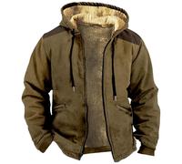 SOOUICKER Fleecejacke Herren Vintage Große Größen Winterjacke Fell Gefüttert Kapuzenjacke Warm Teddyfutter Sweatjacke Winter mit Kapuze Übergangsjacke Fleece Outdoor