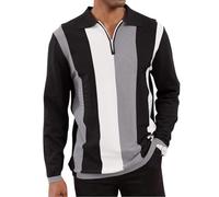 SOOUICKER Half Zip Pullover Herren Oversize Sweatshirt Zipper Gestreift Winterpullover mit Kragen Arbeit Elegant Pulli Ohne Kapuze Langarmshirt Polo Bunt