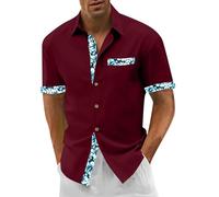 SOOUICKER Hemd Herren Kurzarm Muster Kurzarmhemd Herren Casual Print Freizeithemden für Herren Regular Fit Sommerhemd Herren Comfort Fit Modern Hemd Herren Sommer Bunt Elegant