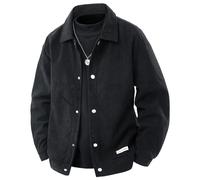 SOOUICKER Hemdjacke Herren Winter Cord Cordjacke Vintage Übergangsjacke Elegant Hemd Bomberjacke mit Kragen Outdoor Cordhemd Warm Jacke Casual