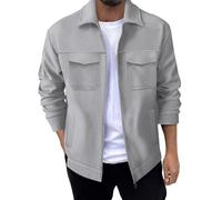 SOOUICKER Hemdjacke Herren Winter Reißverschluss Bomberjacke mit Kragen Arbeit Übergangsjacke Elegant Sweatjacke Hemd Ohne Kapuze Outdoorhemd Langarm Dicker Stoff