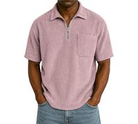 SOOUICKER Herren Poloshirt Kurzarm mit Zip Cord Tshirt Herren mit Kragen Polohemd Vintage mit Brusttasche Kurzarmhemd Polo mit Reißverschluss T Shirt Business Casual