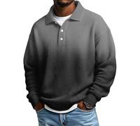 SOOUICKER Herren Pullover Elegant mit Kragen Sweatshirt Farbverlauf Ohne Kapuze Poloshirt Langarm Winter Vintage Pulli Modern Bunt Langarmshirt Oversized mit Aufdruck