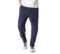 SOOUICKER Jogginhose Herren Relaxed Fit Herren Cargohose Leinen Baggy Leinenhose Herren Loose Fit Freizeithose Herren mit Gummizug Haremshose Herren Leinen Leinenhose Herren Jogging Tapered