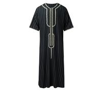 SOOUICKER Kaftan Herren Lang Muslimische Kleider V-Ausschnitt Arabische Robe Herren Langarm Mittlerer Osten Robe Abaya Herren Dubai Robe Ethnisch Kandoura Saudi Stil Arabische Kleidung