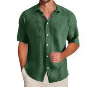 SOOUICKER Kurzarmhemd Herren Sommer Modern Fit Sommerhemd Leicht Vintage Freizeithemd Kurzarm Outdoor Hemd Urlaub Comfort Fit Herrenhemd Freizeit