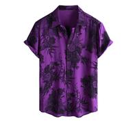 SOOUICKER Kurzarmhemd Herren Vintage Hawaii Hemd Männer Blumen Sommerhemden Kurzarm Bunt Freizeithemd Muster Hemd Boho Urlaub Hippie Hawaiihemd Palmen Retro Strandhemd Sommer