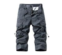 SOOUICKER Kurze Hosen Herren Cargo 3/4 Wanderhose Dreiviertel Viele Taschen 3/4 Hose Outdoor Sommer Bermuda Shorts Cargo Stretch Arbeitshosen Männer Kurz