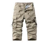 SOOUICKER Kurze Hosen Herren Cargo 3/4 Wanderhose Dreiviertel Viele Taschen 3/4 Hose Outdoor Sommer Bermuda Shorts Cargo Stretch Arbeitshosen Männer Kurz