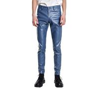 SOOUICKER Lederhose Herren Slim Fit Modern Hosen Herren Leder Punk Wetlook Lederhose Herren Lang Hosen Stretch Lederhose Herren Party Freizeit