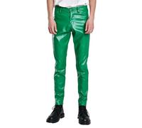 SOOUICKER Lederhose Herren Slim Fit Modern Hosen Herren Leder Punk Wetlook Lederhose Herren Lang Hosen Stretch Lederhose Herren Party Freizeit