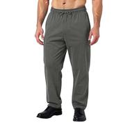 SOOUICKER Leinenhose Herren Lang Elegant Freizeithose Leicht mit Gummizug Leichte Sommerhose Herren Leinen Stoffhose Jogging Tapered Sporthose Leinen mit Taschen