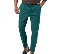 SOOUICKER Leinenhose Herren Lang Elegant Stoffhose Herren Leinen Tapered Freizeithose Sommer Leicht Sommerhose Baggy mit Gummizug Jogginghose Locker Strand