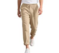 SOOUICKER Leinenhose Herren Lang Elegant Tapered Sommerhose Herren Leicht mit Gummizug Freizeithose Leinen Ohne Bündchen Stoffhose Sommer Jogger
