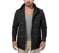 SOOUICKER Mantel Herren mit Kapuze Kurz Übergangsjacke Elegant Modern Jackett Sportlich Casual Hemdjacke Lang Vintage Wintermantel Business Trenchcoat Outdoor