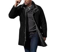 SOOUICKER Mantel Herren Winter Elegant Wintermantel Gefüttert Trenchcoat Vintage Mittellang Kurzmantel Modern mit Stehkragen Übergangsjacke Business Casual