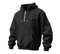 SOOUICKER Oversized Hoodie Herren Gym Winter Pullover Warm mit Kapuze Kapuzenpullover Dicker Stoff Tactical Winterpullover Arbeit Sweatshirt Half Zip Outdoor Pulli Sport
