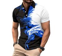 SOOUICKER Poloshirt Herren Kurzarm Muster Tshirt Herren 3D Effekt Poloshirts für Herren Slim Fit Sport Tshirts Herren mit Kragen Henley Shirt Herren Bunt Poloshirt Sommer T Shirt Elegant