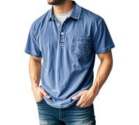 SOOUICKER Poloshirt Herren Kurzarm Vintage Polohemd Elegant Regular Fit Tshirt Herren mit Kragen Golf T Shirt mit Brusttasche Kurzarmhemd Sommer