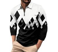 SOOUICKER Poloshirt Herren Langarm mit Reißverschluss Polo Langarmshirt mit Kragen Half Zip Pullover Business Sweatshirt Elegant Zweifarbig Pulli Modern Bunt