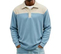 SOOUICKER Poloshirt Herren Langarm Winter Pullover Elegant mit Kragen Winterpullover Modern Sweatshirt Cord Oversized Pulli Vintage Langarmshirt Business Zweifarbig