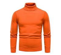 SOOUICKER Rollkragenpullover Herren Strick Rollkragenpullover Herren Slim Fit Strickpullover Herren Rollkragen Pullover Herren Einfarbig Strickpullover Herren Ohne Kapuze Orange Navyblau