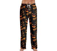 SOOUICKER Schlafanzughose Herren Lang Motiv Halloween Pyjama Hose Jogginghose Herren mit Aufdruck Zuhause Freizeithose Weites Bein mit Gummizug