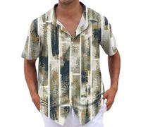 SOOUICKER Sommerhemd Herren Muster Freizeithemden für Herren Regular Fit Hemd Herren Vintage Freizeit Langarmhemd Herren Comfort Fit Print Hemd Herren Sommer Leicht Langarm