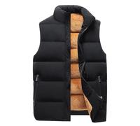 SOOUICKER Steppweste Herren Fleece Gefüttert Weste Herren Outdoor Daunen Daunenweste mit Fell Warm Westen Herren Winter Puffer Übergangsjacke ärmellos Modern Steppjacke Ohne ärmel