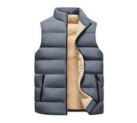 SOOUICKER Steppweste Herren Gefüttert Daunenweste mit Fell Warm Weste Winter Fleeceweste Outdoor Westen Fleece Ohne Kapuze Steppjacke ärmellos Daunen Winterjacke Ohne ärmel