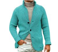 SOOUICKER Strickjacke Herren Grobstrick Elegant Jackett Strick Sportlich Cardigan Schalkragen Strickpullover Winter mit Knopfleiste Übergangsjacke Modern Business