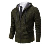 SOOUICKER Strickjacke Herren Winter Cardigan mit Kapuze Gefüttert Übergangsjacke Sportlich Elegant Sweatjacke Warm Modern Kapuzenpullover Strick Strickpullover mit Reißverschluss Grobstrick
