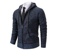 SOOUICKER Strickjacke Herren Winter Cardigan mit Kapuze Gefüttert Übergangsjacke Sportlich Elegant Sweatjacke Warm Modern Kapuzenpullover Strick Strickpullover mit Reißverschluss Grobstrick